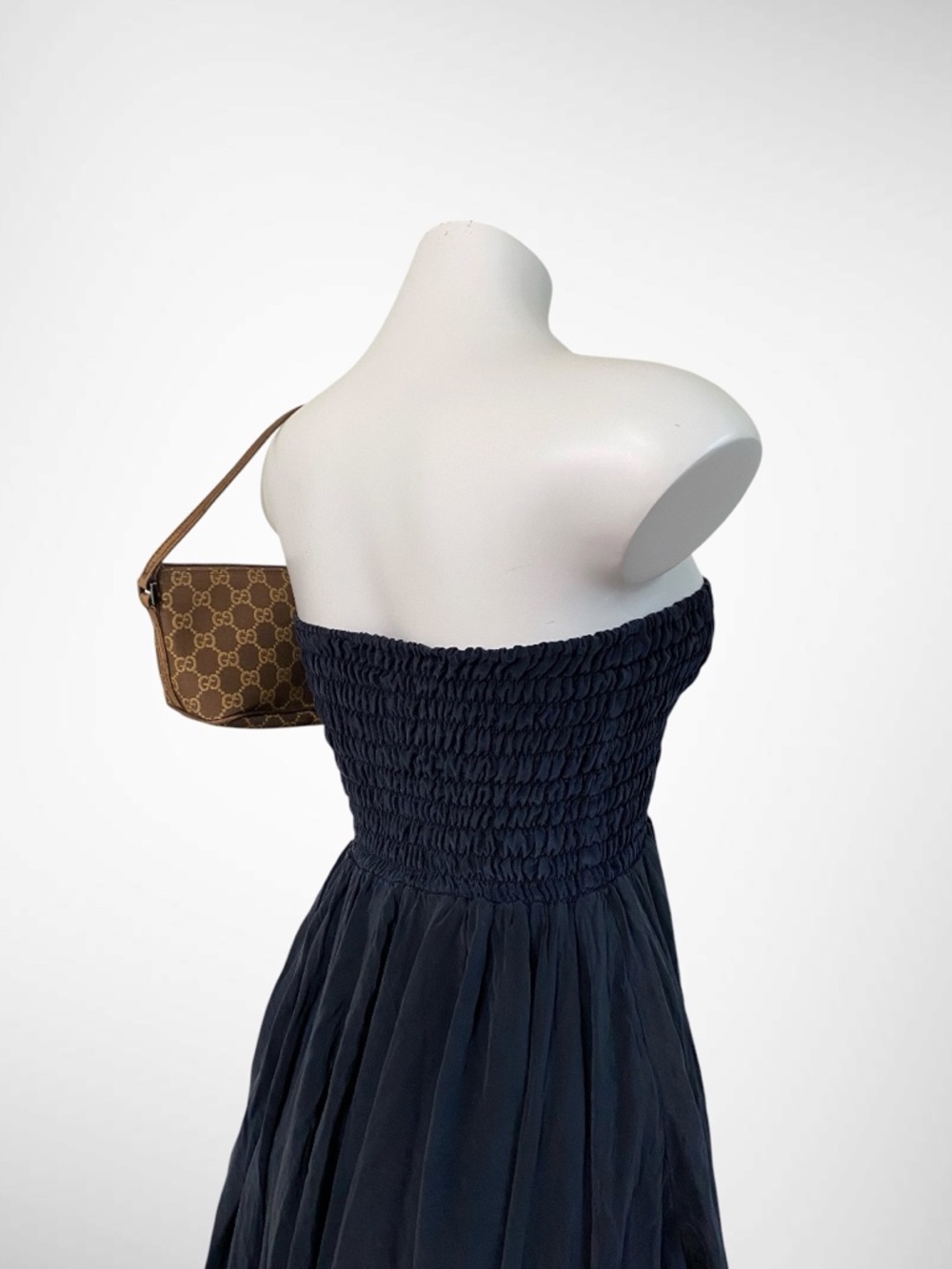 INDIE ELLA 100% Silk Recycled Sari Dress – Midnight Navy Boho Handkerchief Hem - Picture 3 of 7